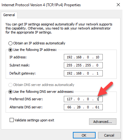Sample DNS address